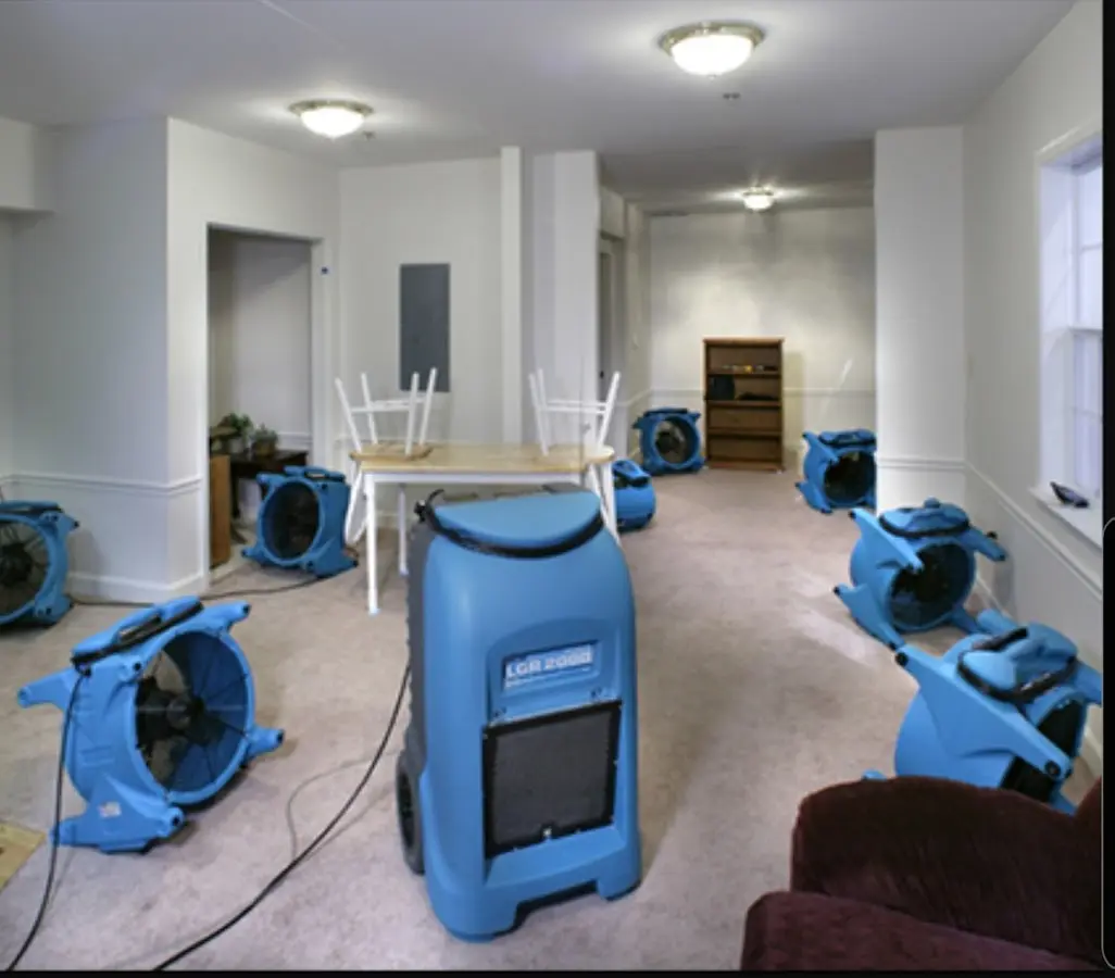 Air movers and dehumidifier setup for Water Extraction & Removal in Kill Devil Hills